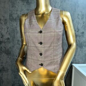 Banana Republic Houndstooth Vest in Cream and Brown